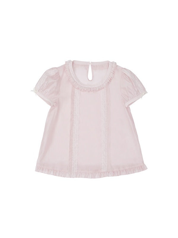 Sweet Lolita Pink Short-Sleeve Top - Yimu Walnut