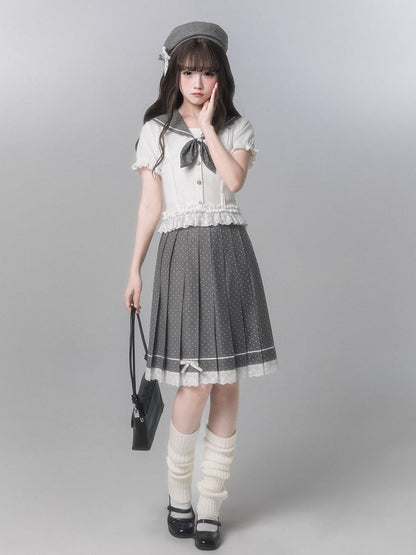 Tie Bow Polka Dot Gray