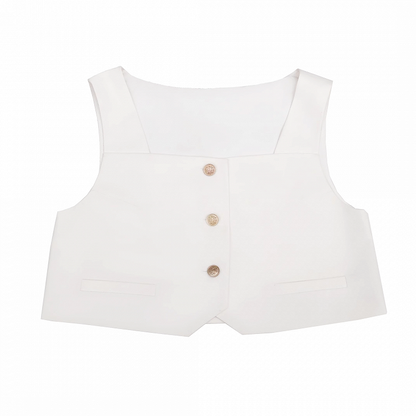 Elegante Weste mit goldfarbener Knopfleiste Rot Weiß /