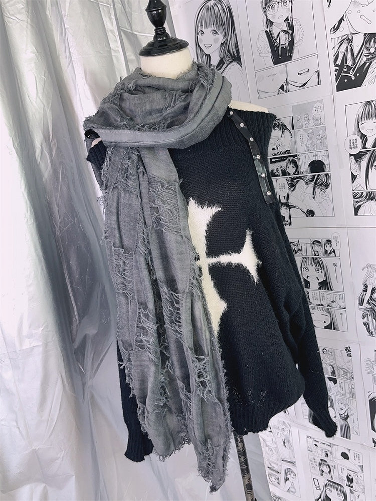 Grauer Ödland-Punk-Distressed-Schal