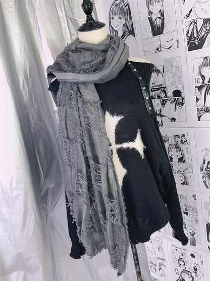 Grauer Ödland-Punk-Distressed-Schal