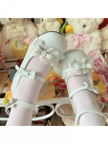 Sky Blue Kawaii Butterfly Bow Round Toe Mary Jane - MUMA Lolita