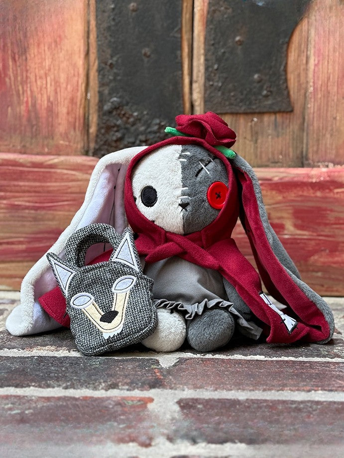 A White Bone Kawaii with Gray Guro Rabbit Plush