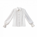 Weiße Bluse mit Bischofsärmeln und Falten