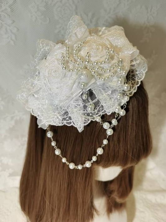 KC Spider Black Beaded Flower Decoration White / and