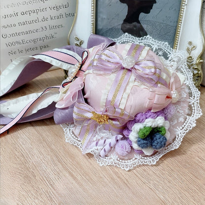 Mini Design Star Blueberry Pink Details And Floral Bowknot Hat Decorated