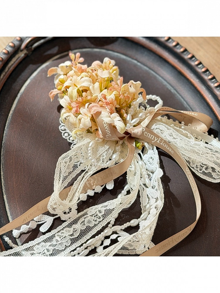 Floral Embroidery Brooch Set in Yellow and Pink - Penny House