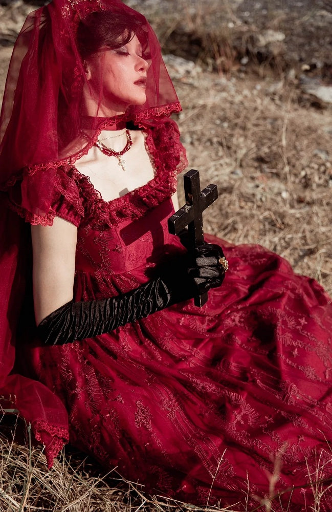 Red Cathedral Empire Waist Dress Gothic Lolita JSK