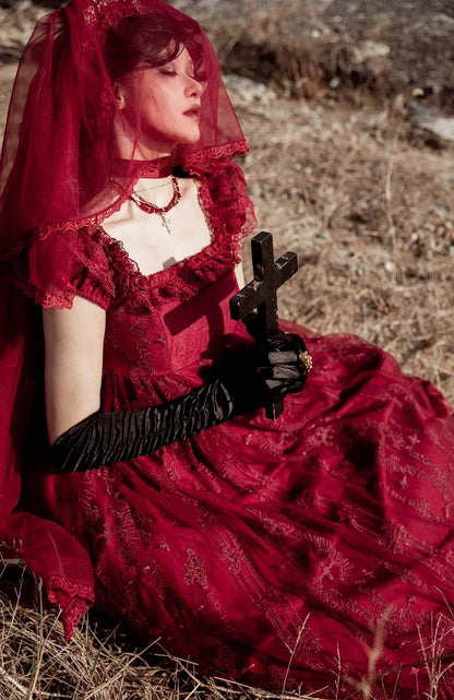 Red Cathedral Empire Waist Dress Gothic Lolita JSK
