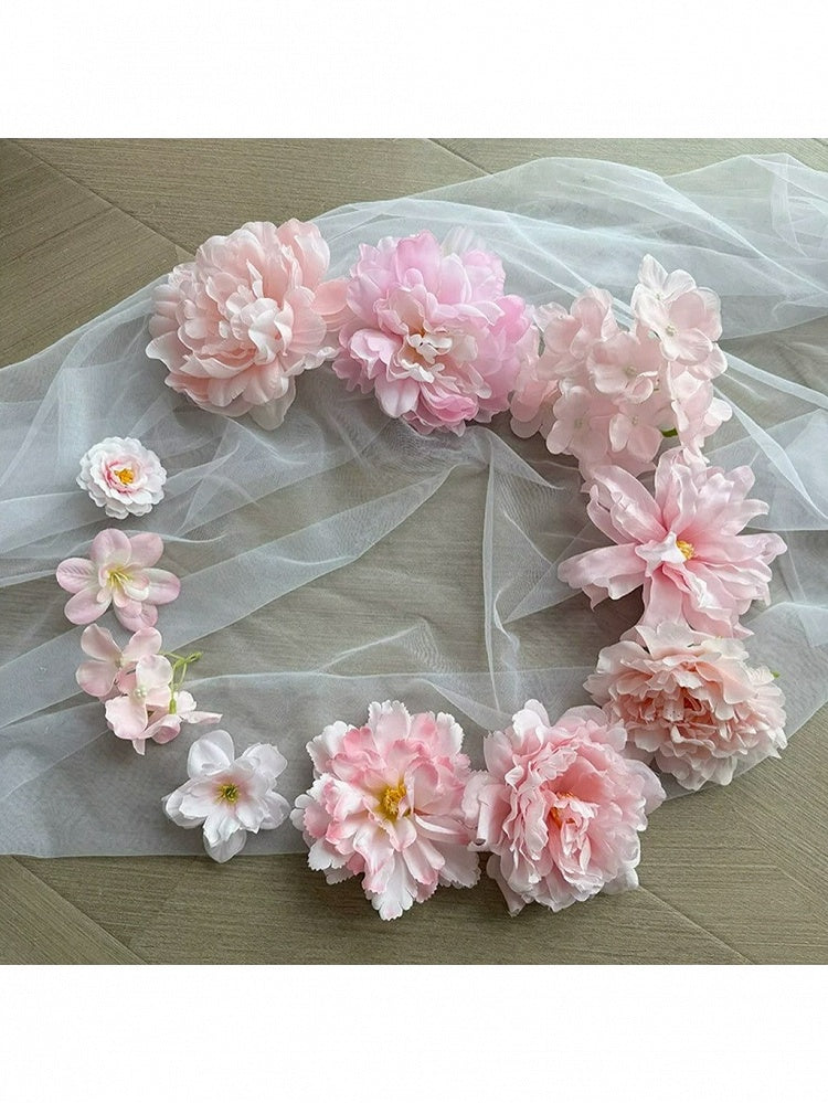 Pink Floral Fantasy Lolita Petticoat with 3D Flowers - Reverie Covenant