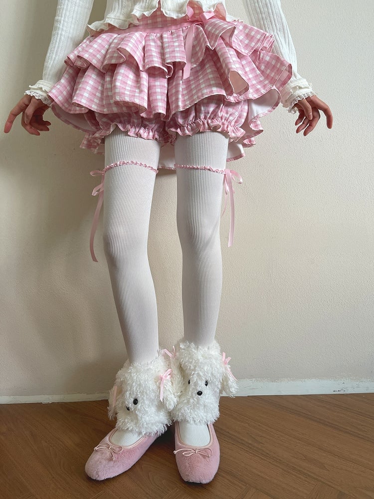 Leg Bow Pink Up Plush With Decor Ion At White Py-shaped Warmers P