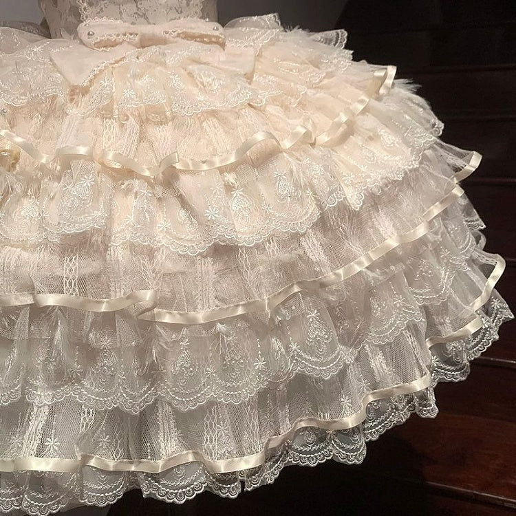 Lolita Butterfly Apricot Stoff Hime Hanayome Stufenrock Kleid Mieder