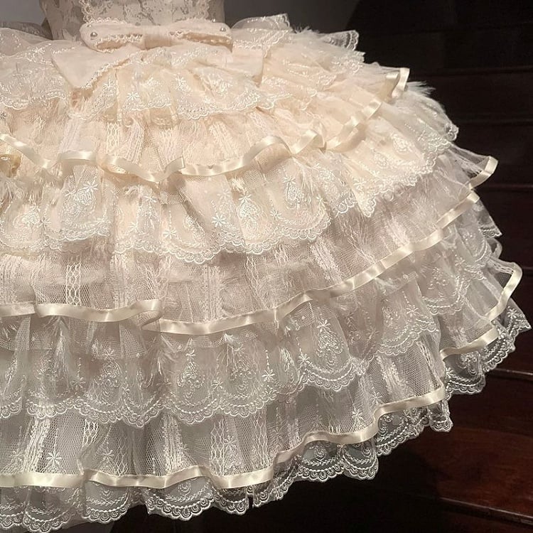 Dress Hime Hanayome Fabric Skirt Apricot Bodice Tiered Lolita Butterfly