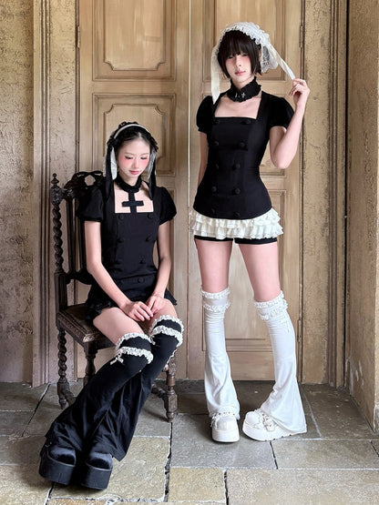 Black & White Tiered Ruffle Skort - Damn Girl