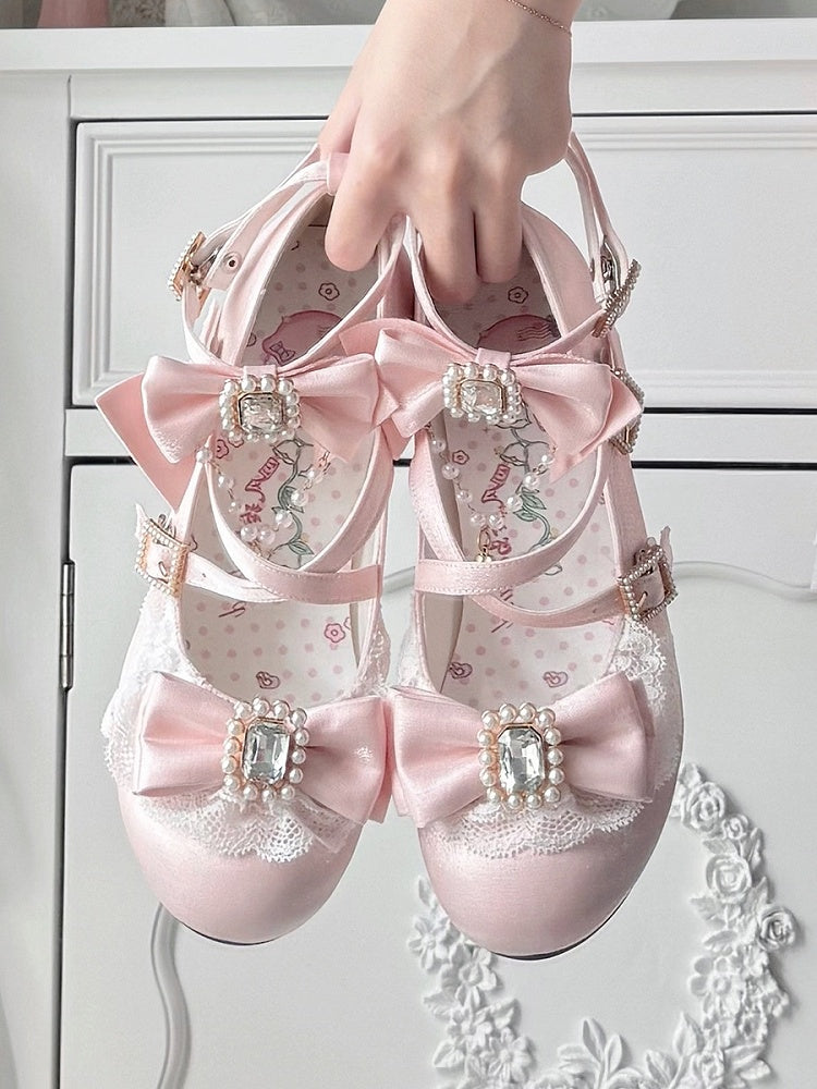 Sweet Bowknot Janes Details - Mid-Heel Mary Pink Lolita