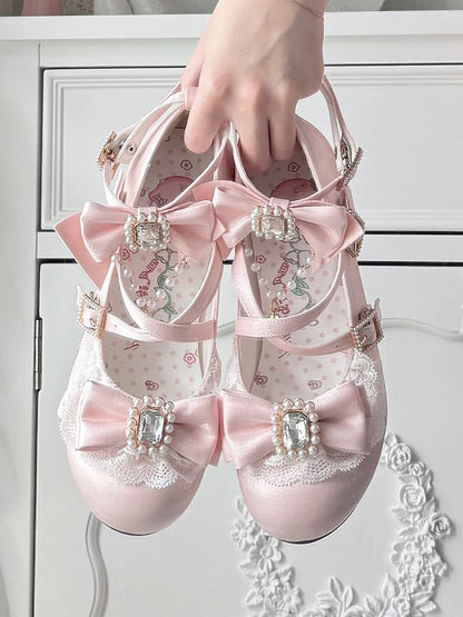 Sweet Bowknot Janes Details - Mid-Heel Mary Pink Lolita