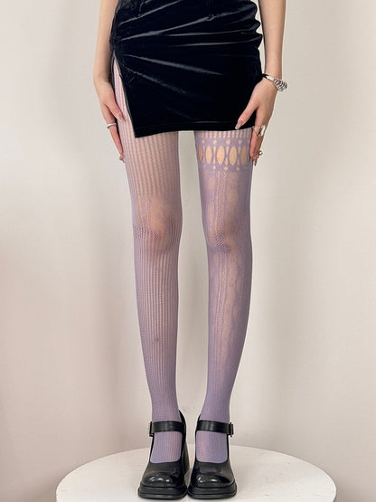 6 Color Tights Asymmetrical Options Y2K Cut-out Design Details