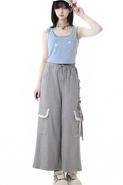 One-Shoulder-Top + Hose mit Schnürung