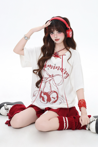 カバーアップ アイランド Tシャツ チェリー Vネック スウィート トロピカル