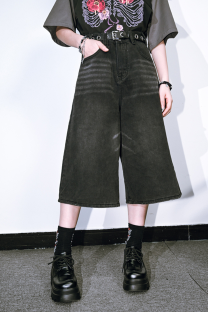 パンツ ハーフアッシュ ブラックデニム