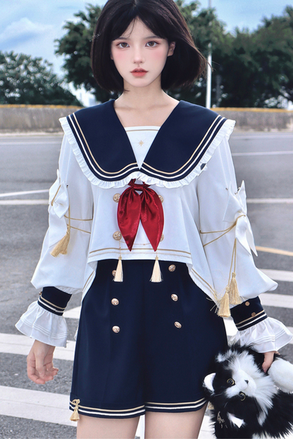 Knight Jacket Beret Shorts Choker + Sailor Bird Top Servant