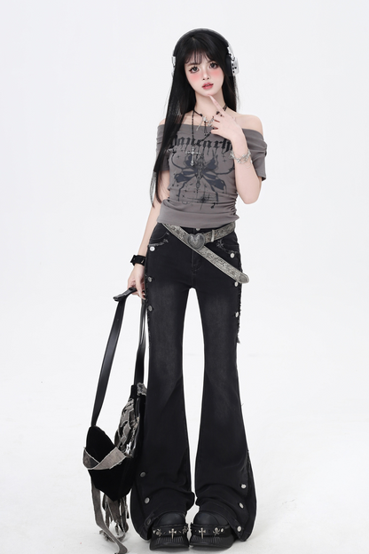 フレアジーンズ ウエストハイ マイクロスリム ヴィンテージ