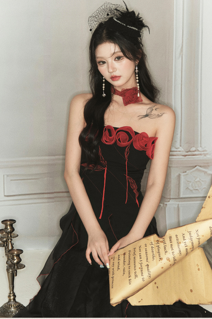 ビスチェ + クラッシュヘビーローズスカート