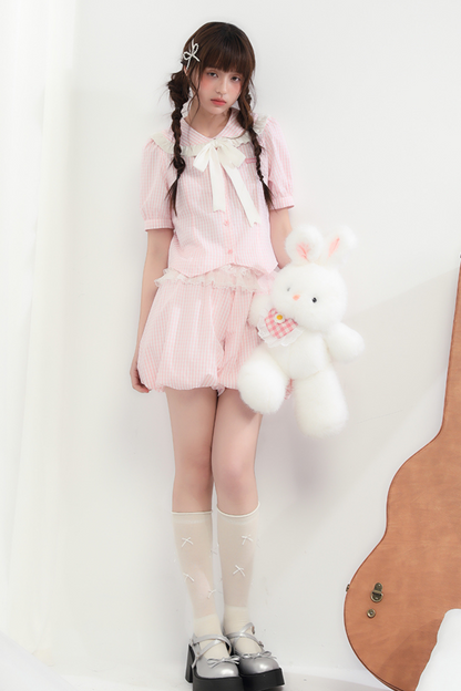 gestreifter Spitzenpuppenballon Peachy + Oberteilhose Bubbles