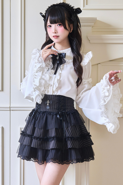 Gothic Lace Sleeve Blouse Wide