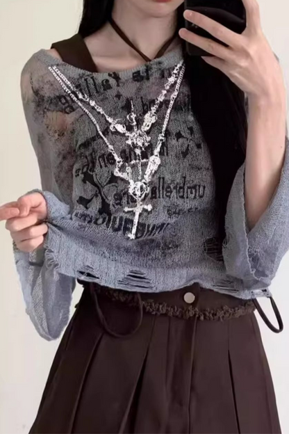 スカート + ブルーのビスチェトップ、ダークチェック、Y2K、アシンメトリー