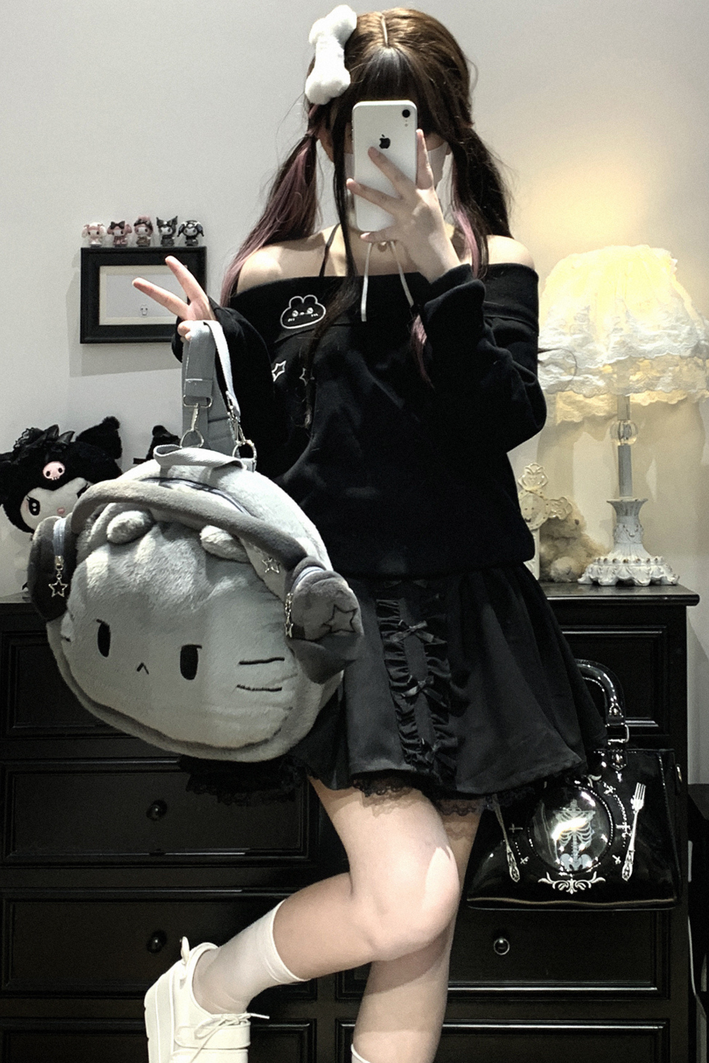 Straps-Spitzenrock Mine mit Rüschen