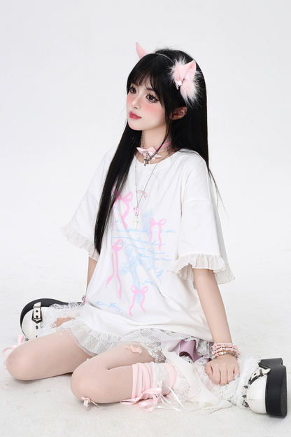 ベルトリボン Tシャツと合わせてゆったり