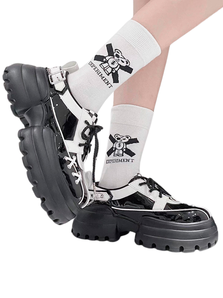 Checkerboard Punk Platform Shoes