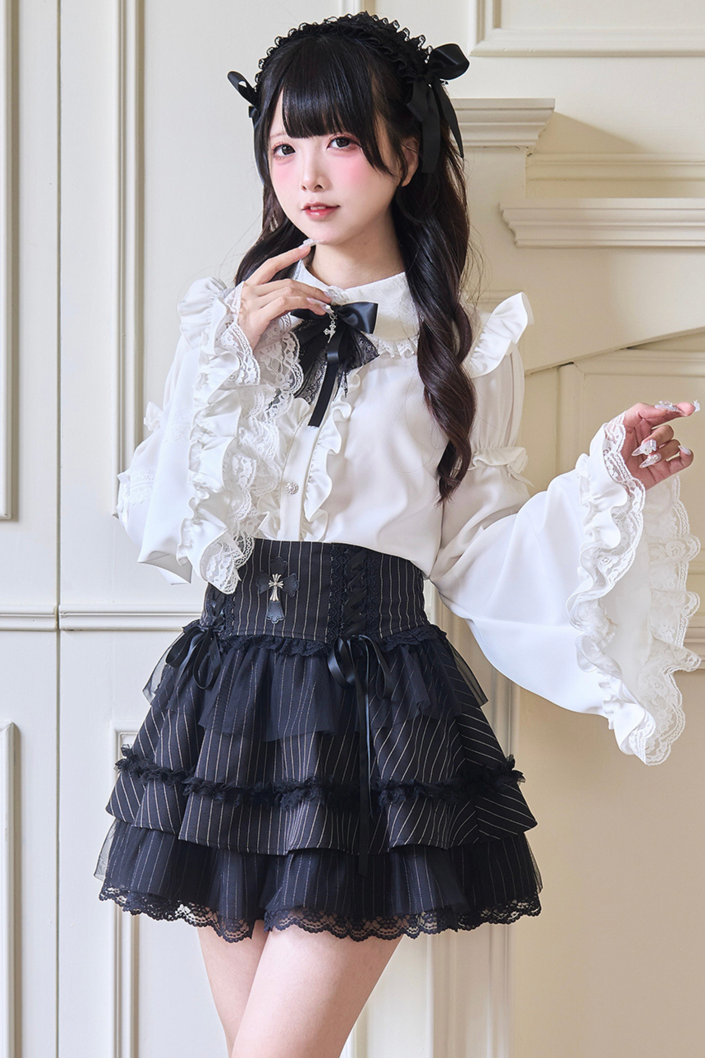 Sleeve Wide Blouse Gothic Lace