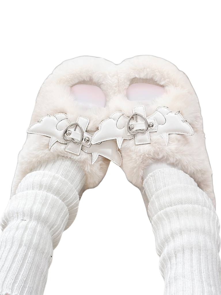 Plateau-Hausschuhe aus Fell DeVille Shoes Angel