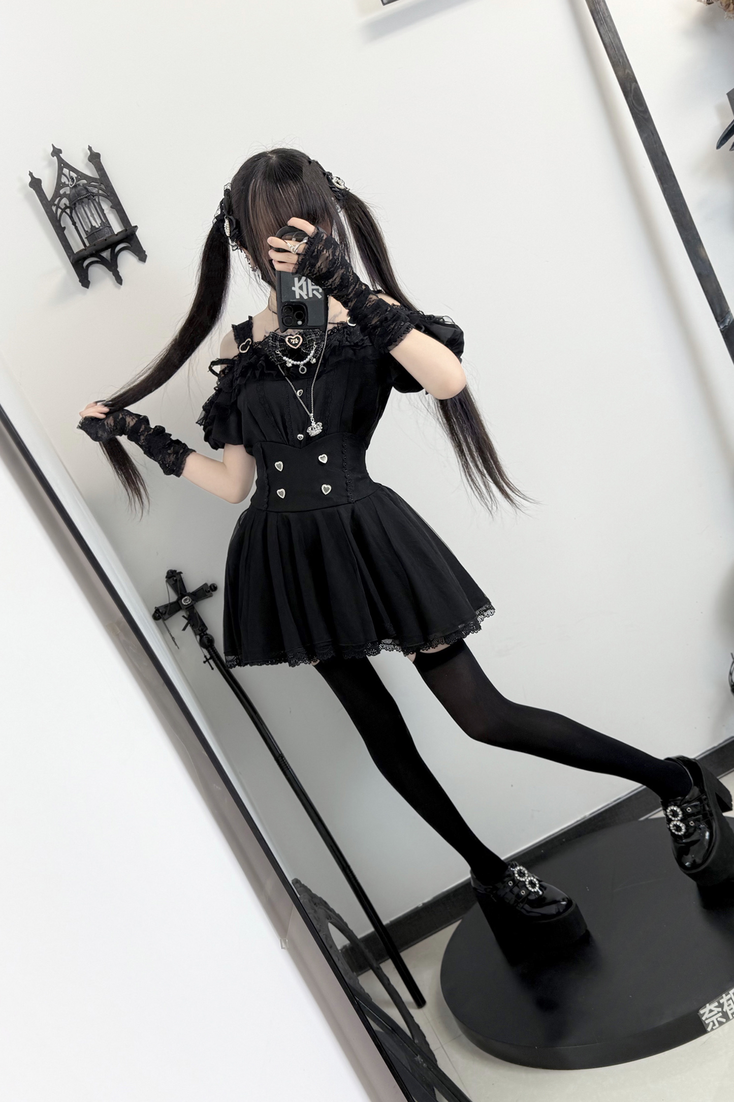 オフショルダーマインフレア+スカートリボン予約トップス