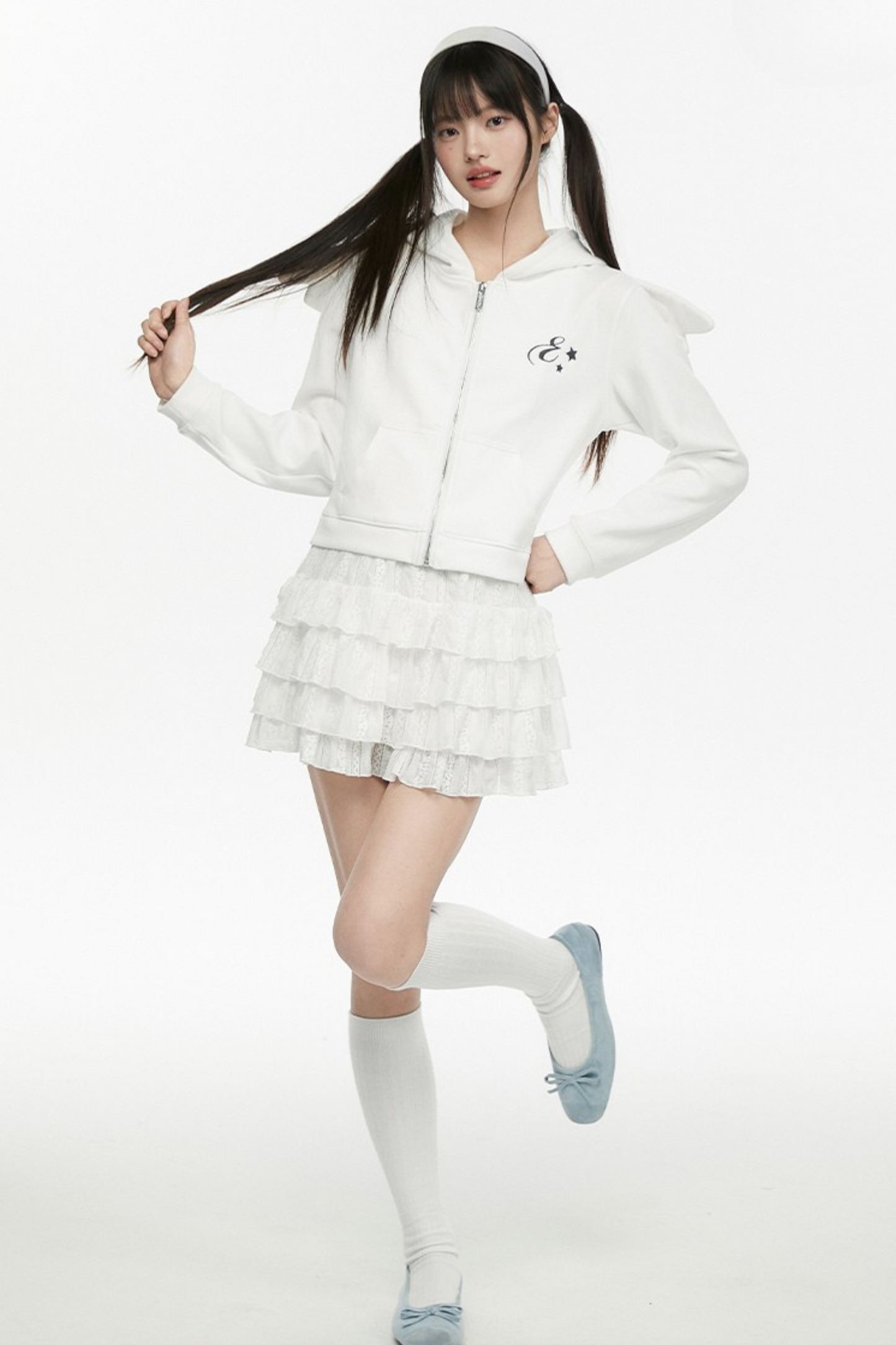 White Wings Kapuzen-Engel-Hoodie kurz