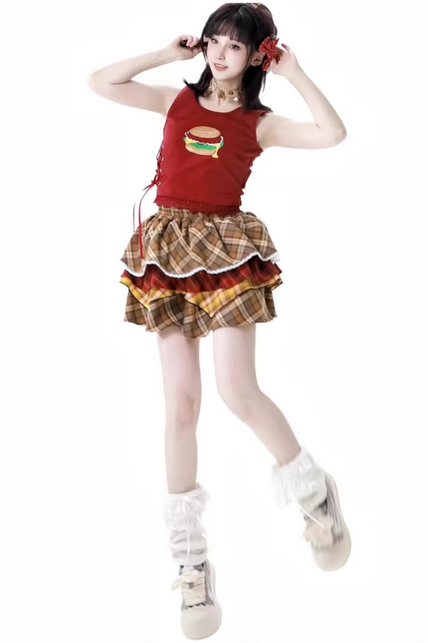 トップケーキ オーバーシャ​​ツ ノースリーブスカート +