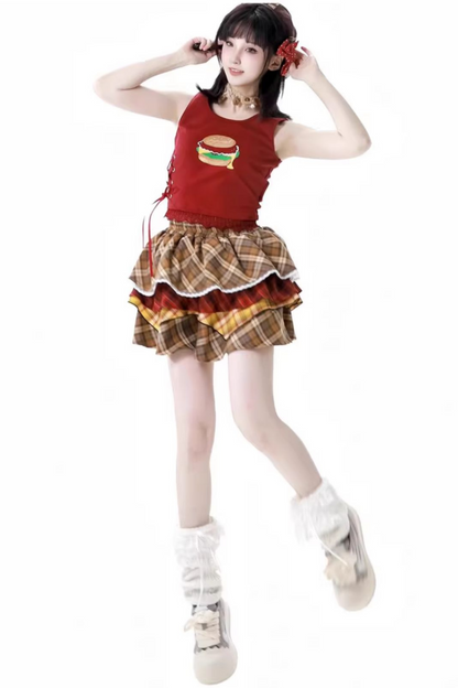 トップケーキ オーバーシャ​​ツ ノースリーブスカート +