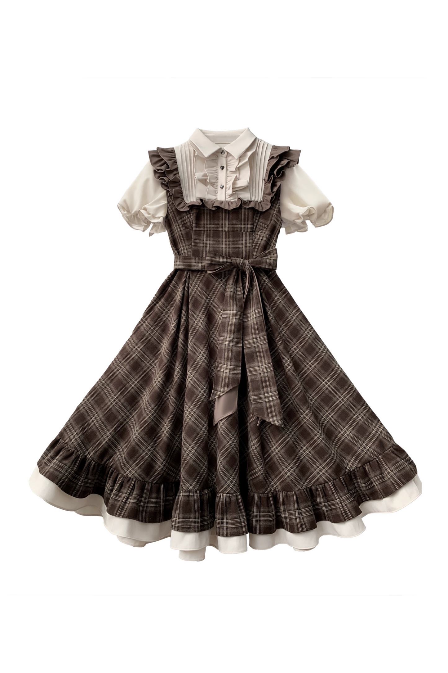 Ribbon + Retro Dress Check Tie Flared