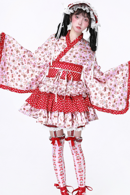 レトロポップな着物ロリータトップス