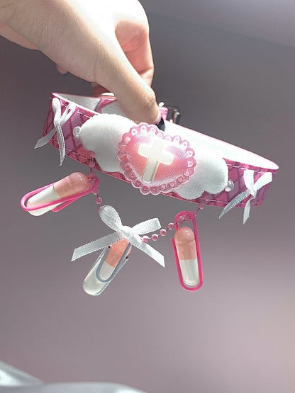 Rosa/Blau Yami Kawaii Bowknot Herz Kreuz Flügel Halsband