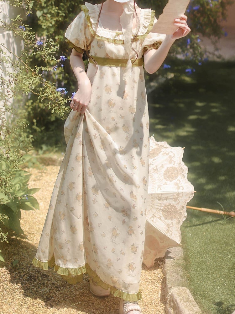 Stück Empire Taille Grün Taillengürtel Elegante Klassische Lolita One mit Blumenkleid