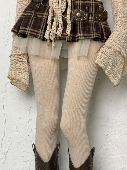 Kamelfarbene Y2K-Winterstrumpfhose