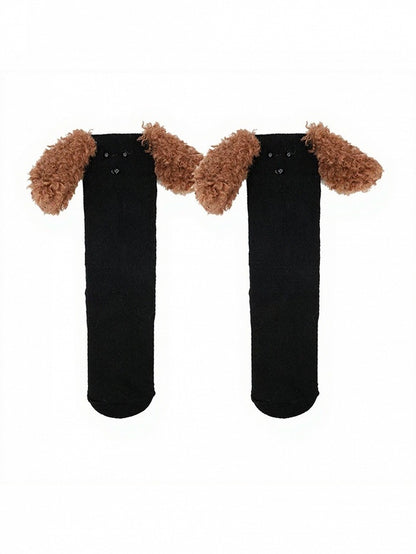 Ribbed Ankle Socks with Plush Dog Ears - ModaSwings