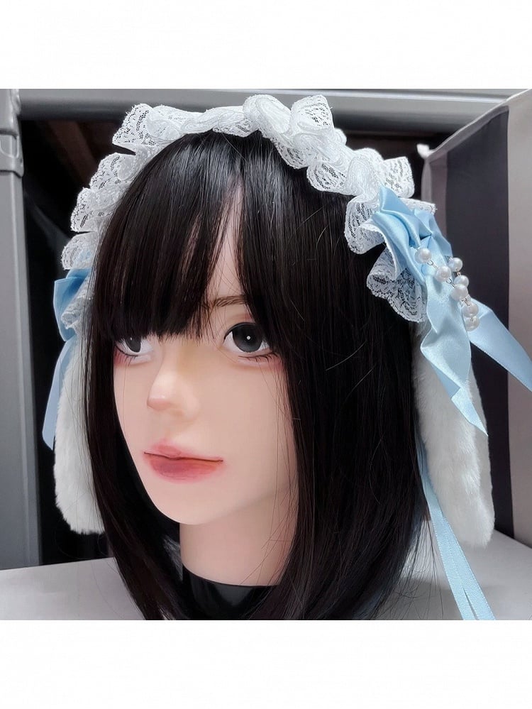Lace Bead Chain Hairband with Rabbit Ear Design