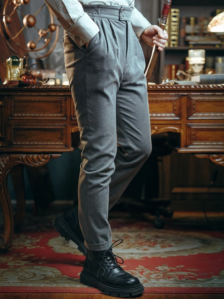 für männliche Steampunk-Dunkelhose, Grau