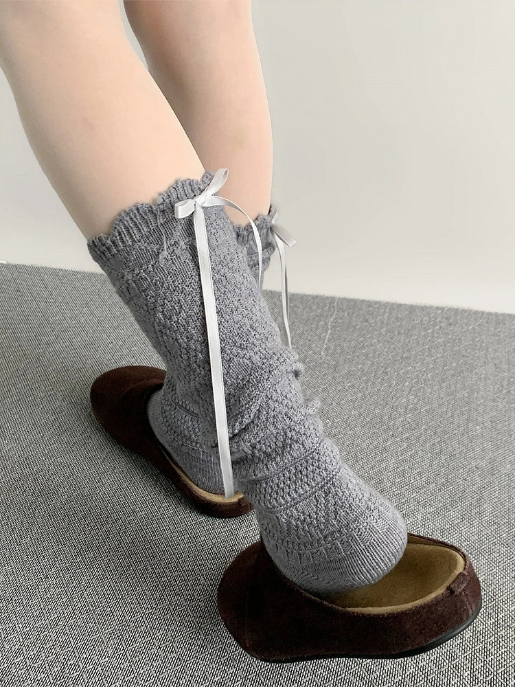 Calf Tie-Up Textured Colors) (4 Knit Socks