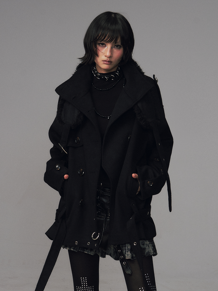 Collar Lapel Jacket with Black Punk