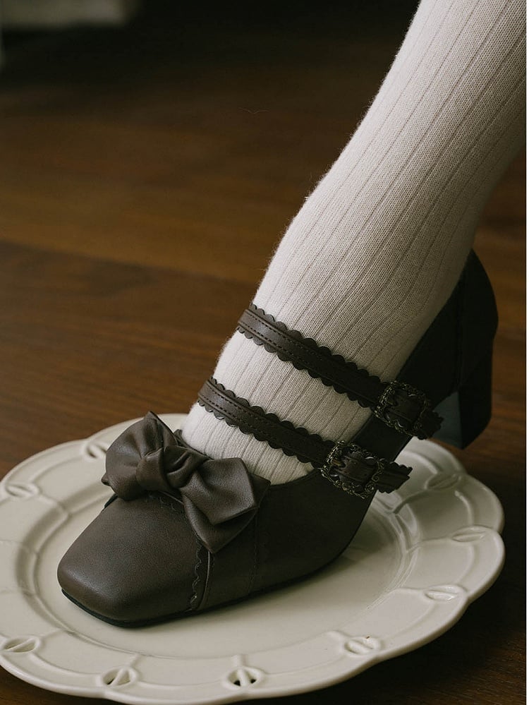 Sweet Top Brown Shoes Lolita at Bow